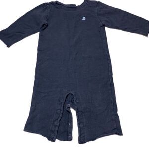 OLD NAVY Boys Navy Blue Long Sleeve Romper Jumper Embroidered Dog Size 6-12M